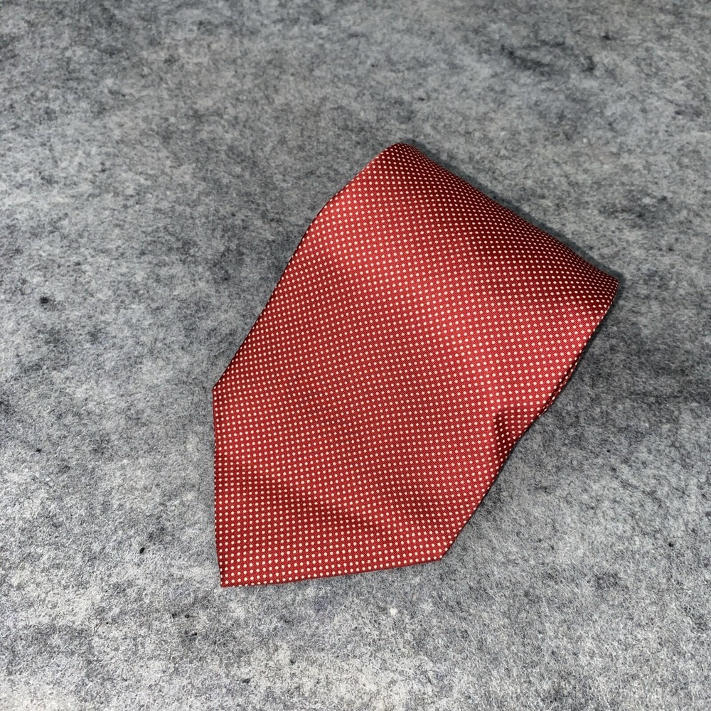 Leonardo Strelli Tie Rack Silk Tie Red White‎ Polka Dot Italy Holiday NWT